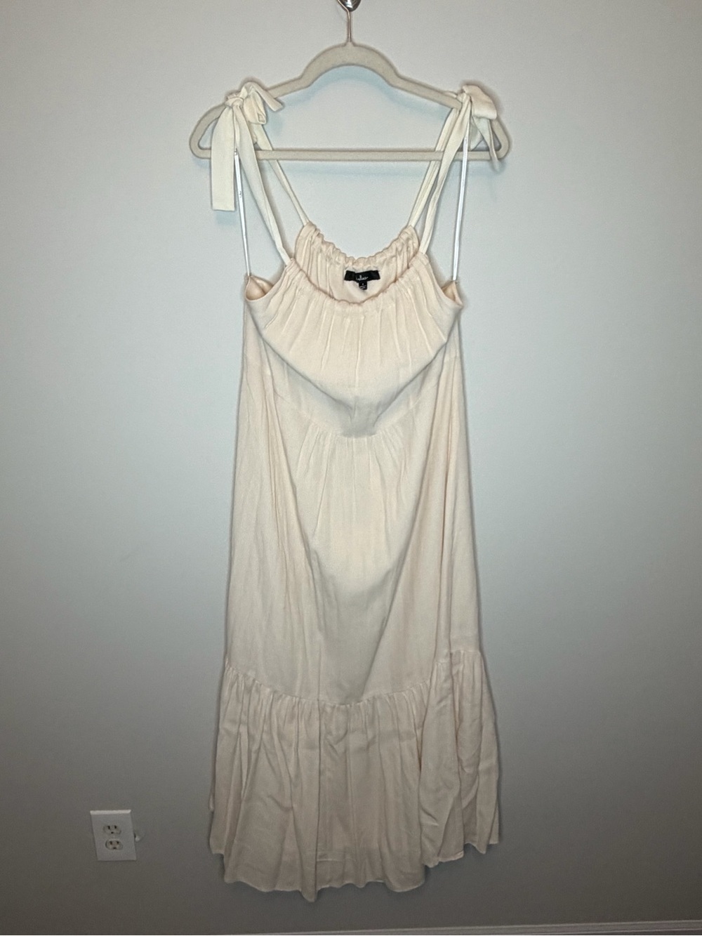 Lulus Womens Cream Sleeveless Boho Tie Strap Maxi Dress Small Rayon